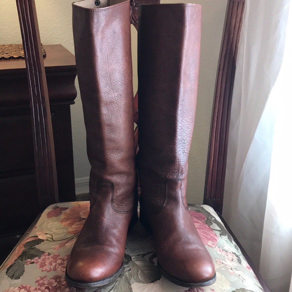 Frye Brown Melissa Button Back Zipper Boot